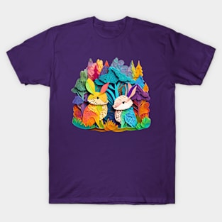 Rainbow Bunny Rabbits in a Rainbow Forest T-Shirt